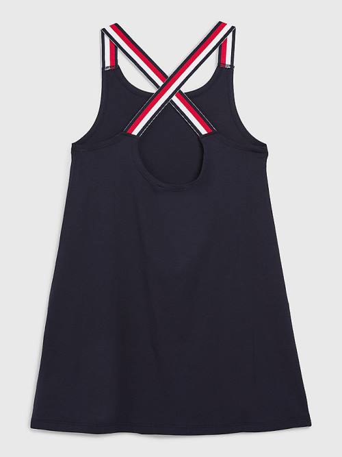 Blue Tommy Hilfiger Signature Tape Sleeveless Dress Girls' Swimwear | TH074LXE