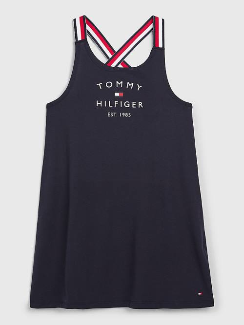 Blue Tommy Hilfiger Signature Tape Sleeveless Dress Girls\' Swimwear | TH074LXE