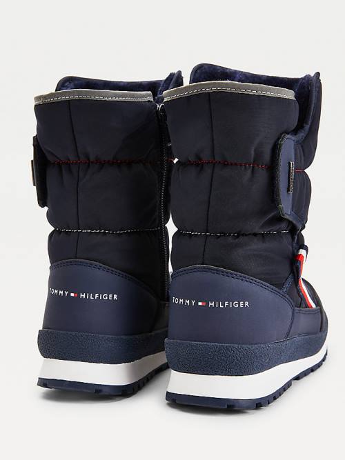 Blue Tommy Hilfiger Signature Webbing Padded Snow Boys' Boots | TH297WNV