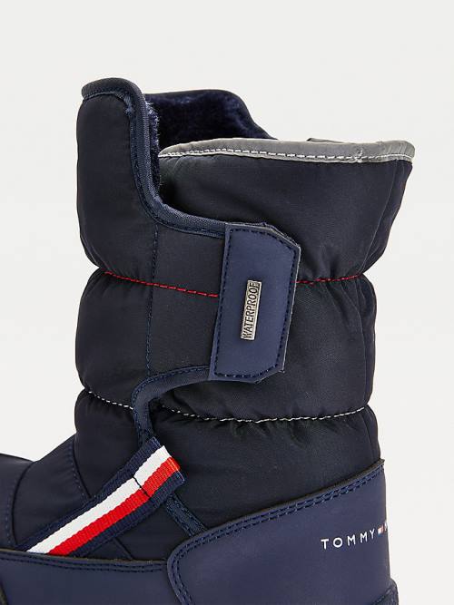 Blue Tommy Hilfiger Signature Webbing Padded Snow Boys' Boots | TH297WNV