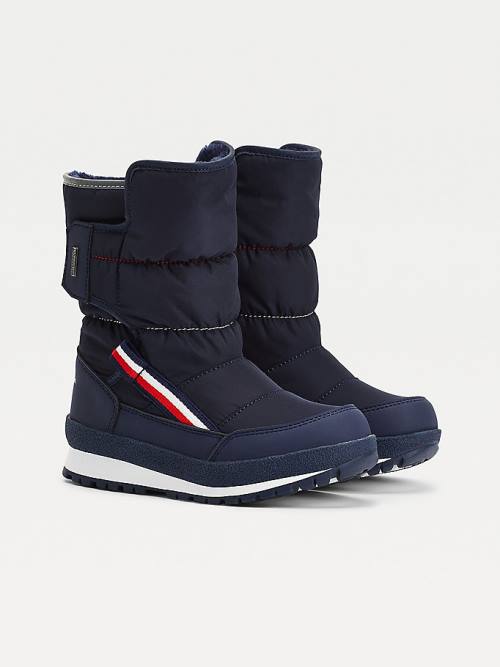 Blue Tommy Hilfiger Signature Webbing Padded Snow Boys\' Boots | TH297WNV