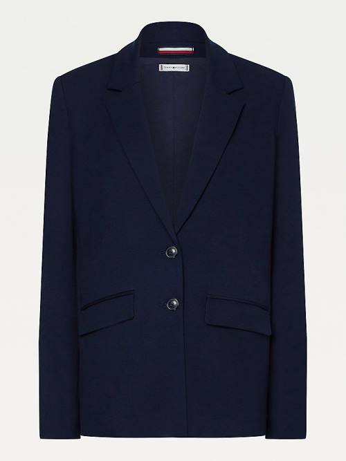 Blue Tommy Hilfiger Single Breasted Relaxed Fit Women's Blazers | TH526IKJ