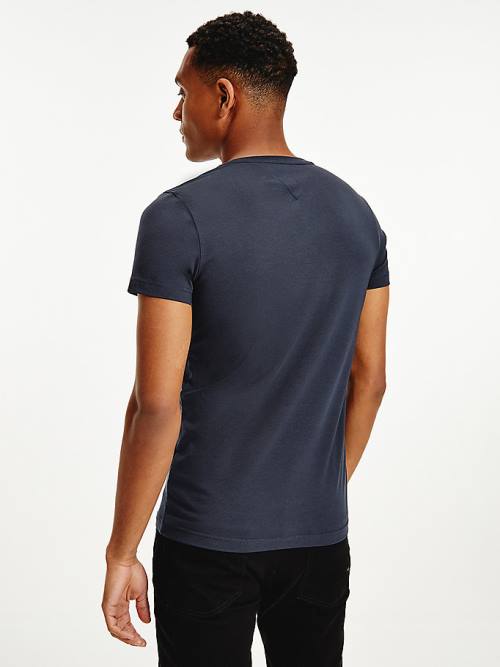 Blue Tommy Hilfiger Slim Fit Cotton Men's T Shirts | TH321RPD