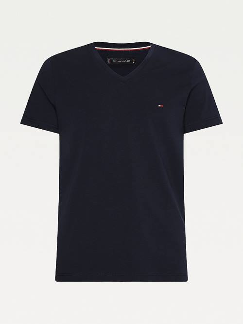 Blue Tommy Hilfiger Slim Fit Cotton Men's T Shirts | TH321RPD