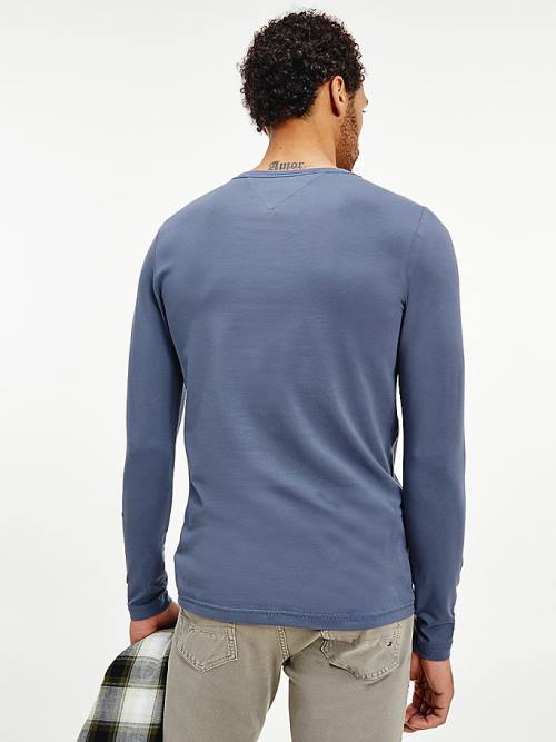 Blue Tommy Hilfiger Slim Fit Long Sleeve Men's T Shirts | TH520AHE