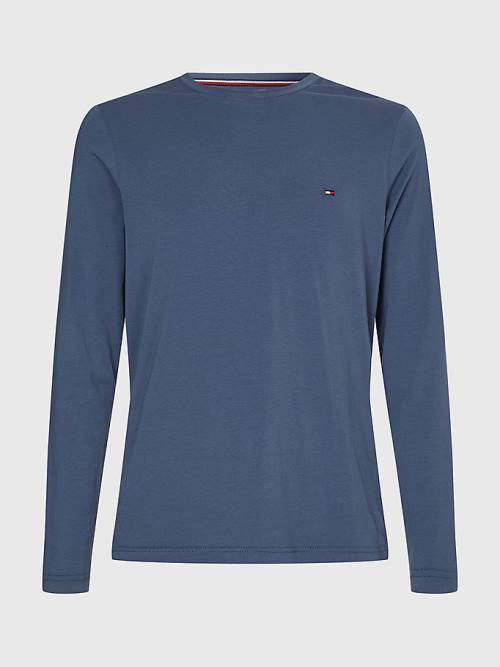 Blue Tommy Hilfiger Slim Fit Long Sleeve Men's T Shirts | TH520AHE