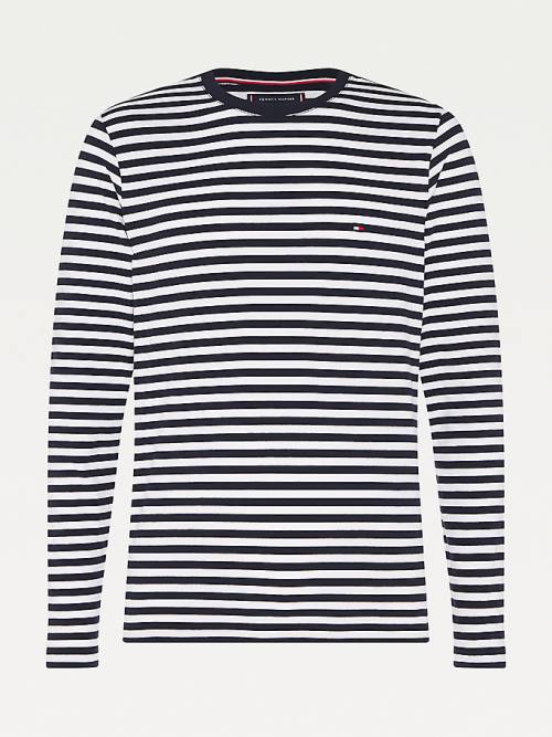 Blue Tommy Hilfiger Slim Fit Long Sleeve Men's T Shirts | TH923OVX