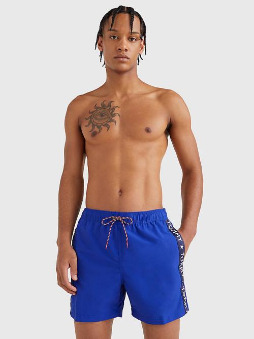 Blue Tommy Hilfiger Slim Fit Mid Length Shorts Men's Swimwear | TH435XMG