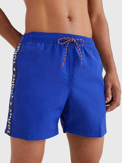 Blue Tommy Hilfiger Slim Fit Mid Length Shorts Men\'s Swimwear | TH435XMG