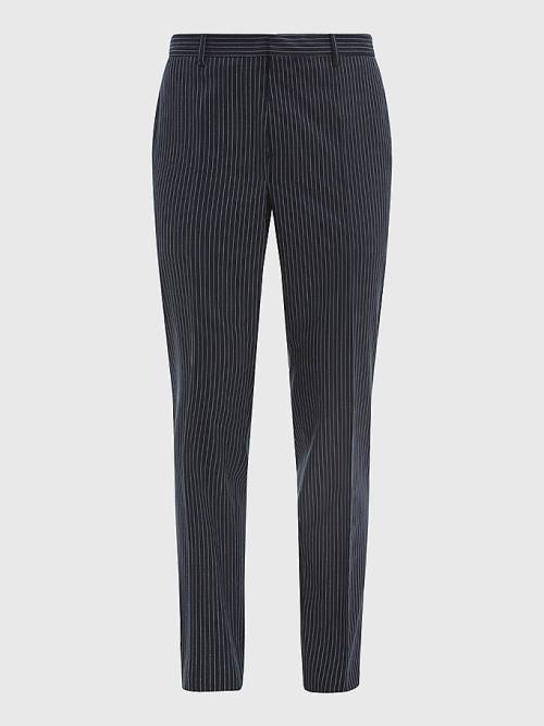 Blue Tommy Hilfiger Slim Fit Pinstripe Men's Pants | TH018NDM