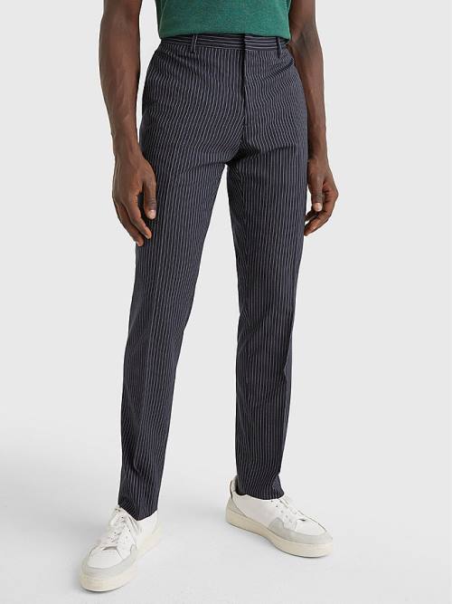 Blue Tommy Hilfiger Slim Fit Pinstripe Men\'s Pants | TH018NDM