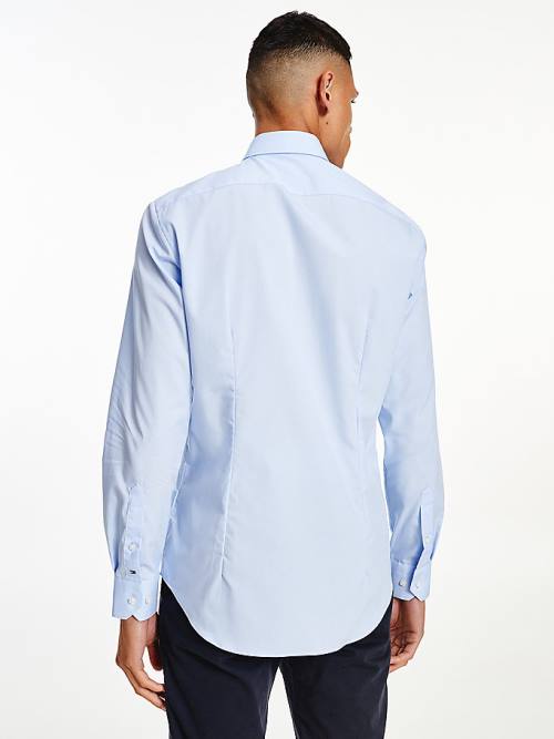 Blue Tommy Hilfiger Slim Fit Stretch Cotton Men's Shirts | TH370RYC