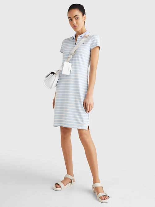 Blue Tommy Hilfiger Slim Fit Stripe Polo Women's Dress | TH791CNZ