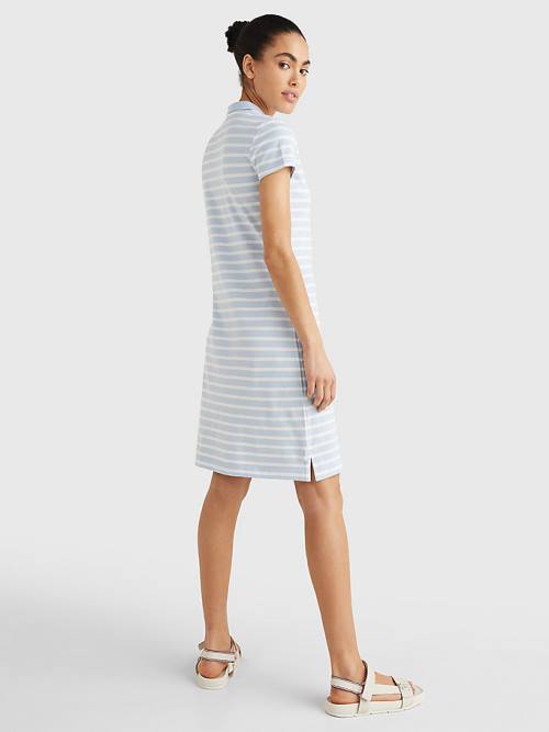 Blue Tommy Hilfiger Slim Fit Stripe Polo Women's Dress | TH791CNZ