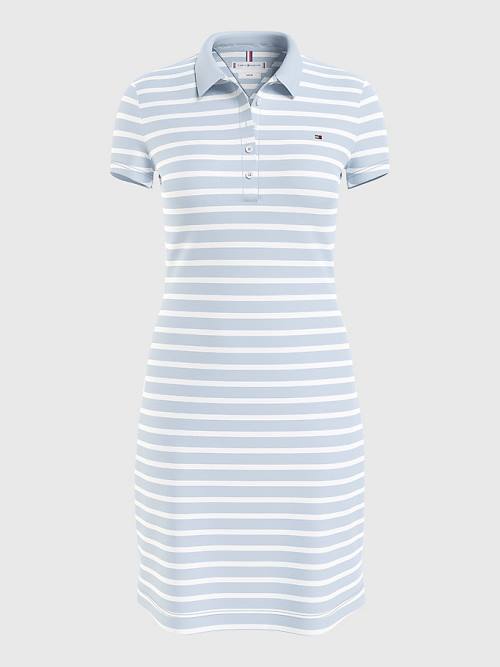 Blue Tommy Hilfiger Slim Fit Stripe Polo Women's Dress | TH791CNZ