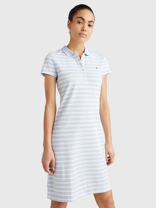 Blue Tommy Hilfiger Slim Fit Stripe Polo Women\'s Dress | TH791CNZ