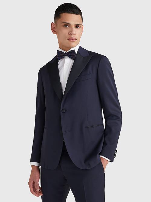 Blue Tommy Hilfiger Slim Fit Tuxedo Men's Blazers | TH846ZWF