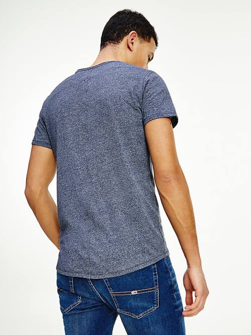 Blue Tommy Hilfiger Slim Fit V-Neck Men's T Shirts | TH783MSV