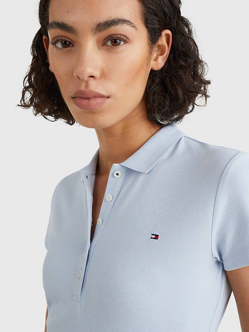 Blue Tommy Hilfiger Slim Fit Women's Polo Shirts | TH746FJH