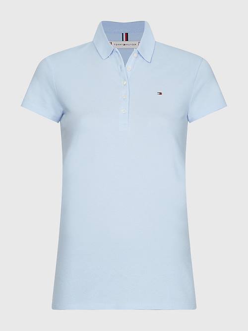 Blue Tommy Hilfiger Slim Fit Women's Polo Shirts | TH746FJH