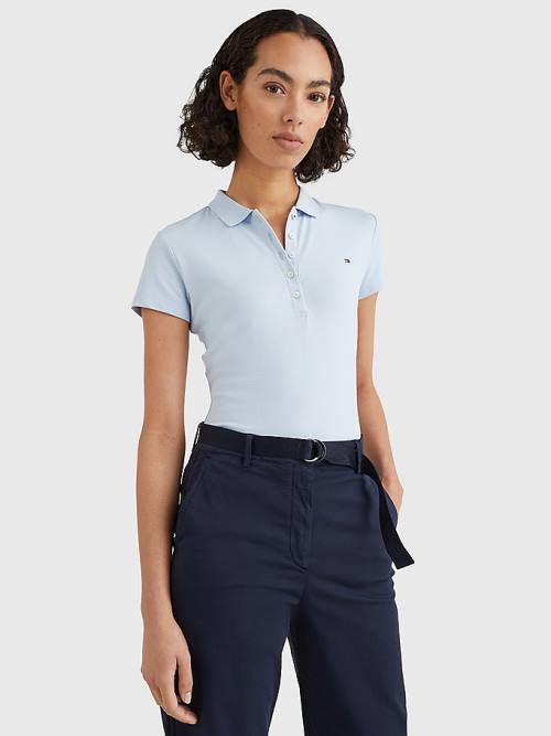 Blue Tommy Hilfiger Slim Fit Women\'s Polo Shirts | TH746FJH