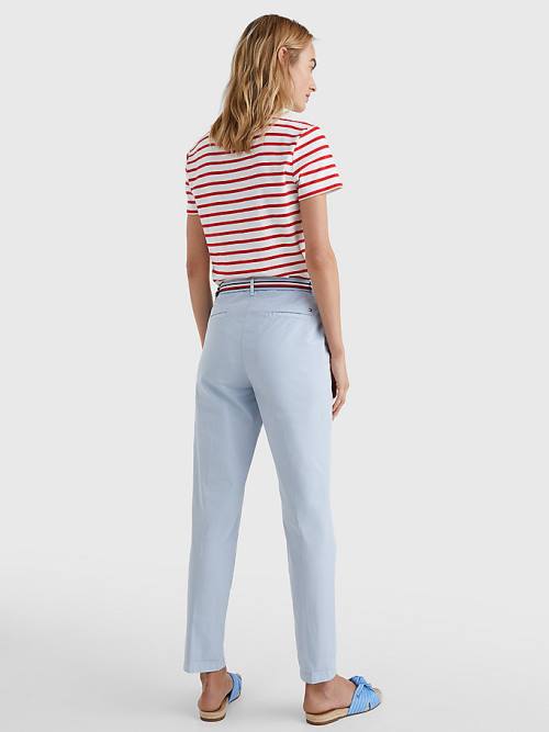 Blue Tommy Hilfiger Slim Signature Belt Chinos Women's Pants | TH245GIZ