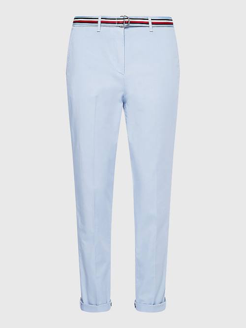 Blue Tommy Hilfiger Slim Signature Belt Chinos Women's Pants | TH245GIZ