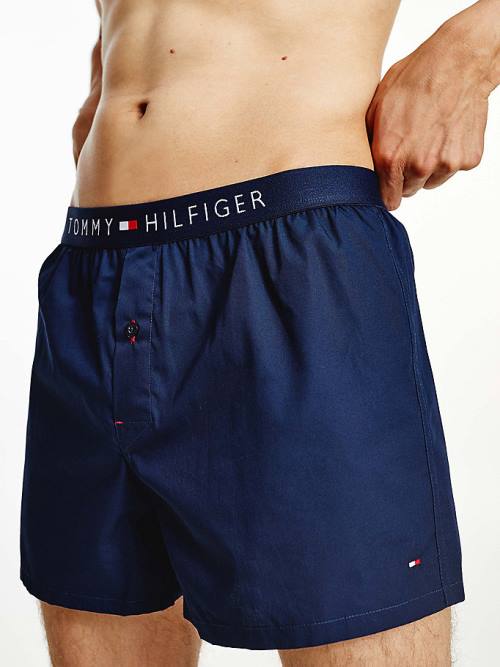 Blue Tommy Hilfiger Smart Cotton Poplin Boxers Men's Underwear | TH327SGH