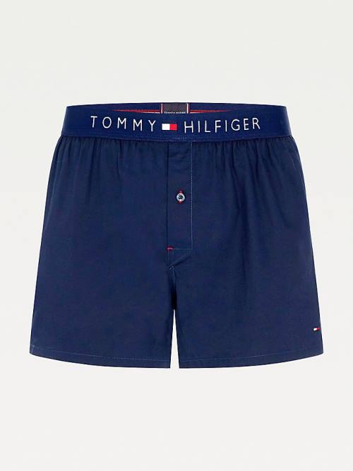 Blue Tommy Hilfiger Smart Cotton Poplin Boxers Men's Underwear | TH327SGH