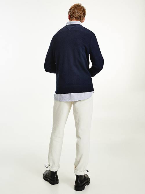 Blue Tommy Hilfiger Soft Merino Wool Crew Neck Jumper Men's Sweaters | TH380JVO