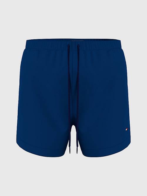 Blue Tommy Hilfiger Solid Mid Length Shorts Men\'s Swimwear | TH964GPH