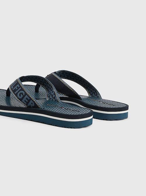 Blue Tommy Hilfiger Sparkle Webbing Flip-Flops Women's Sandals | TH051TPE