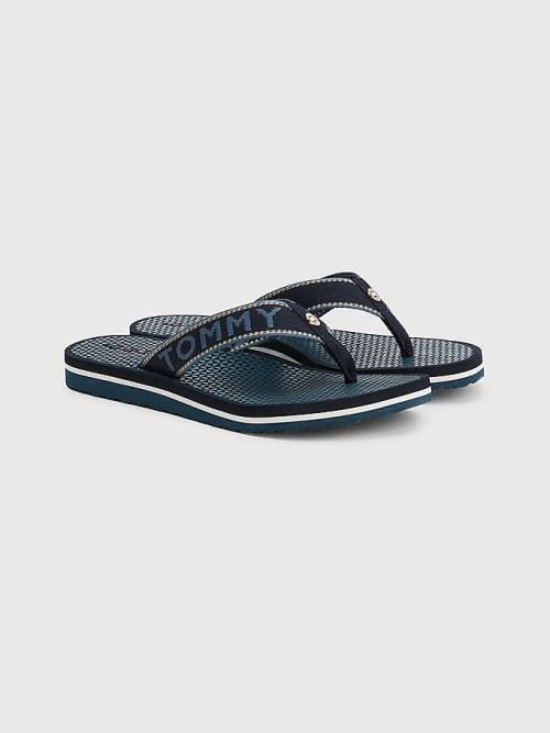 Blue Tommy Hilfiger Sparkle Webbing Flip-Flops Women\'s Sandals | TH051TPE