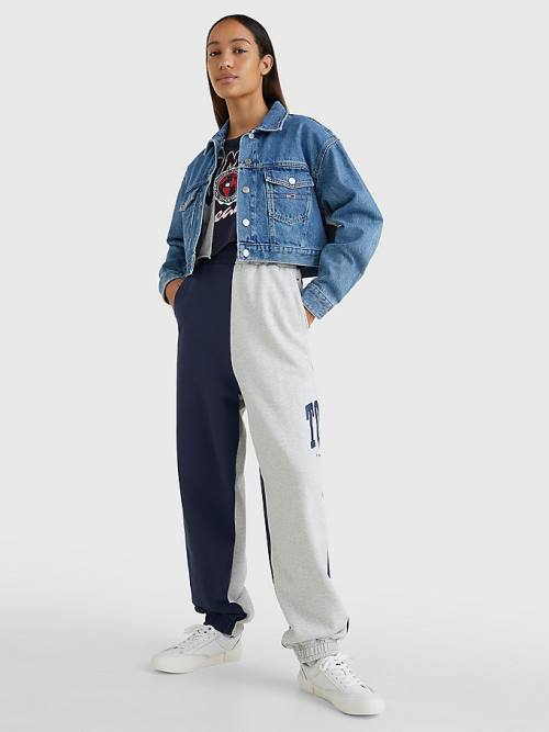 Blue Tommy Hilfiger Spliced Collegiate Relaxed Joggers Women's Pants | TH103VGN