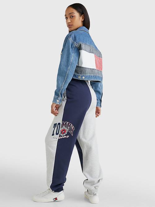 Blue Tommy Hilfiger Spliced Collegiate Relaxed Joggers Women's Pants | TH103VGN