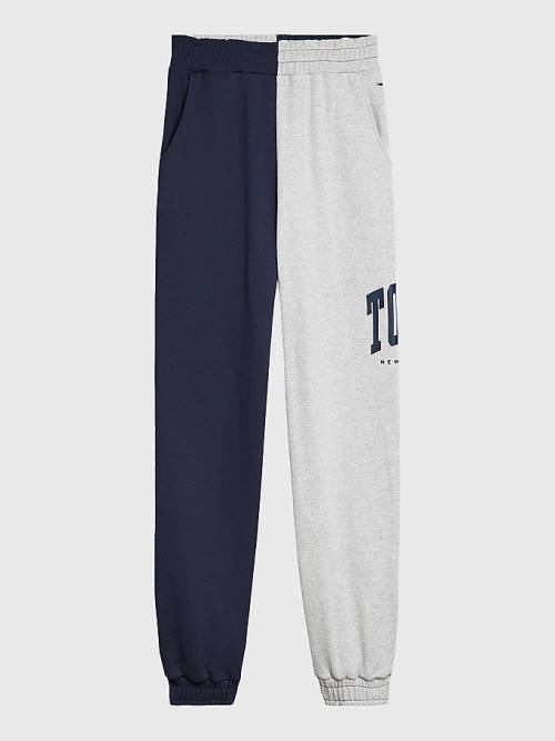 Blue Tommy Hilfiger Spliced Collegiate Relaxed Joggers Women's Pants | TH103VGN