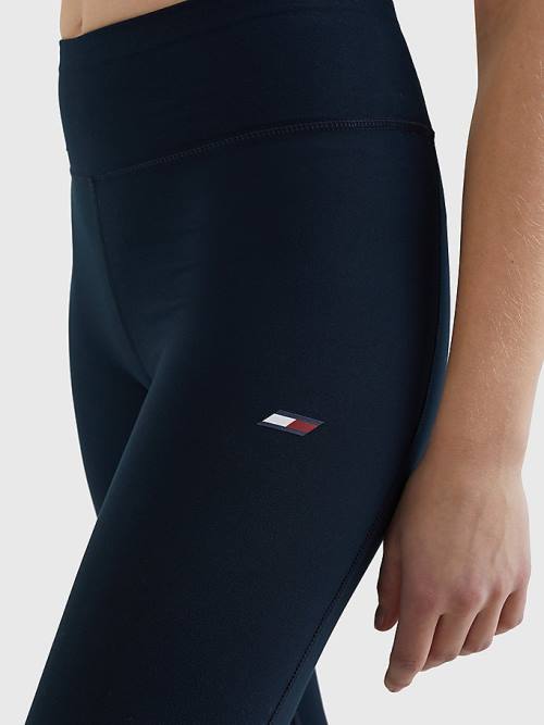 Blue Tommy Hilfiger Sport 7/8 Logo Women's Leggings | TH376NUM