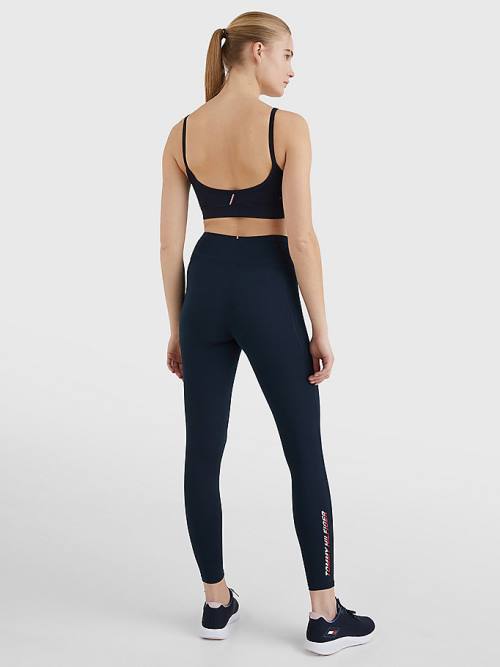 Blue Tommy Hilfiger Sport 7/8 Logo Women's Leggings | TH376NUM