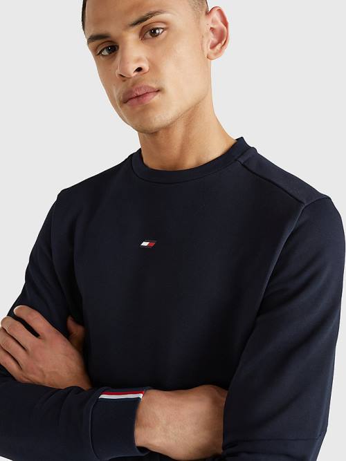 Blue Tommy Hilfiger Sport Essential Organic Cotton Men's Sweatshirts | TH273WED