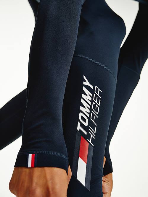 Blue Tommy Hilfiger Sport Essential Rubberised Logo Tights Men's Pants | TH345TER