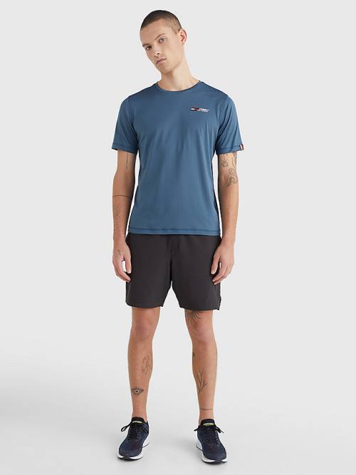 Blue Tommy Hilfiger Sport Essential Slim Fit Training Men's T Shirts | TH730GFY