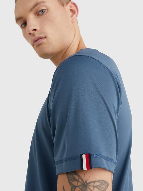 Blue Tommy Hilfiger Sport Essential Slim Fit Training Men's T Shirts | TH730GFY