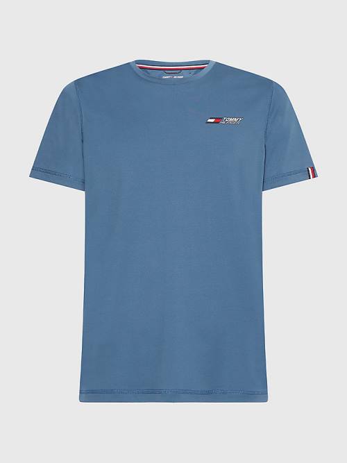 Blue Tommy Hilfiger Sport Essential Slim Fit Training Men's T Shirts | TH730GFY