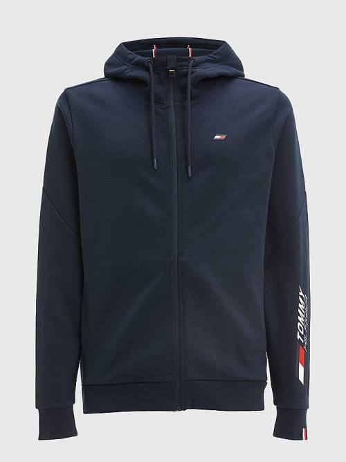 Blue Tommy Hilfiger Sport Essential TH Cool Zip-Thru Men's Hoodie | TH387DCY