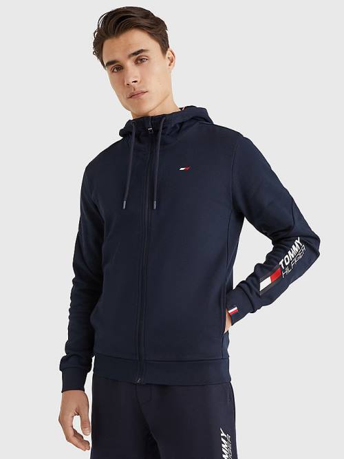 Blue Tommy Hilfiger Sport Essential TH Cool Zip-Thru Men\'s Hoodie | TH387DCY