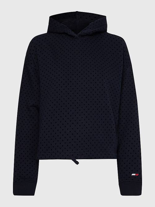 Blue Tommy Hilfiger Sport Flocked Polka-Dot Relaxed Fit Women\'s Hoodie | TH430WZS