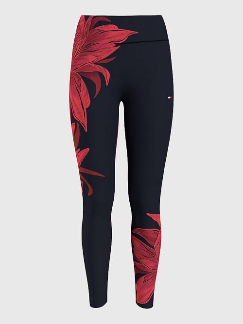 Blue Tommy Hilfiger Sport Floral Print Full Length Women\'s Leggings | TH051DBS