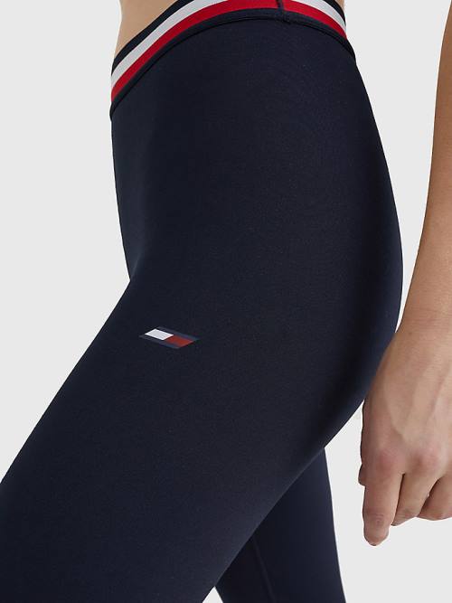 Blue Tommy Hilfiger Sport Full Length Waistband Detail Women's Leggings | TH104GVY