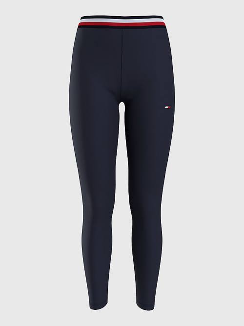 Blue Tommy Hilfiger Sport Full Length Waistband Detail Women's Leggings | TH104GVY