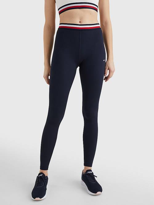 Blue Tommy Hilfiger Sport Full Length Waistband Detail Women\'s Leggings | TH104GVY